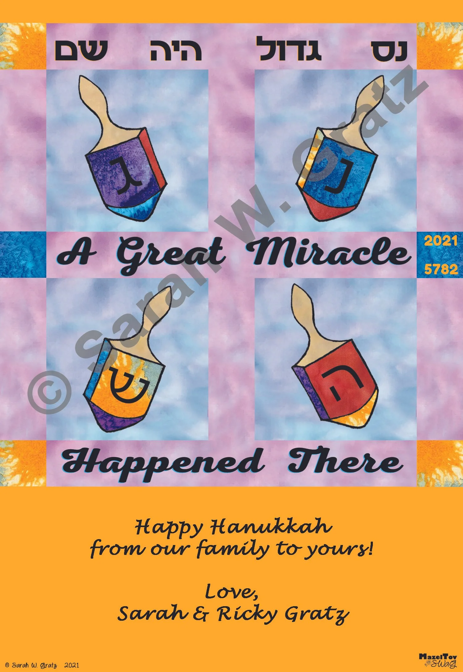 Great Miracle Happened There Hanukkah Card Design