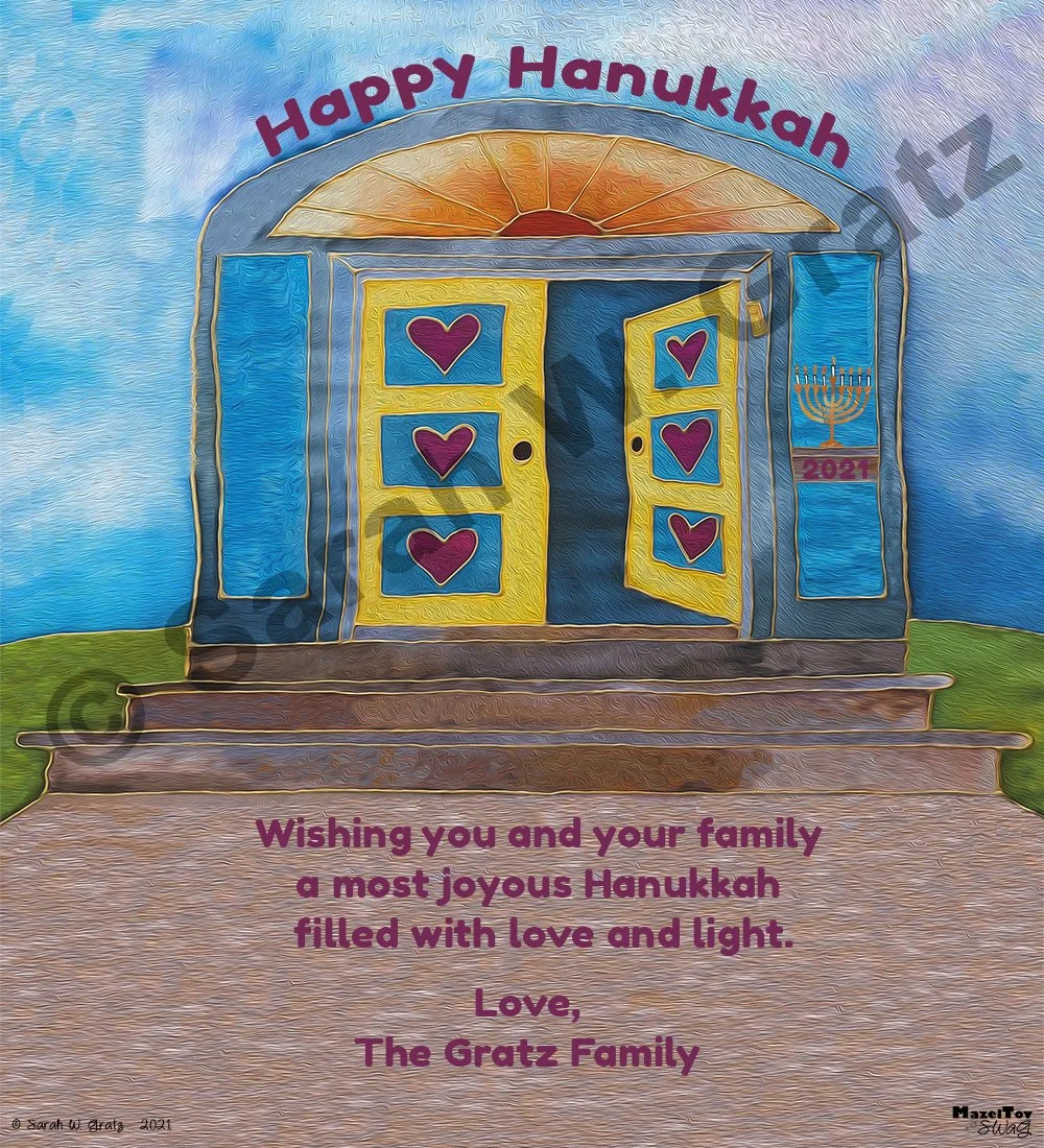 Hanukkah House Open Door Card Design