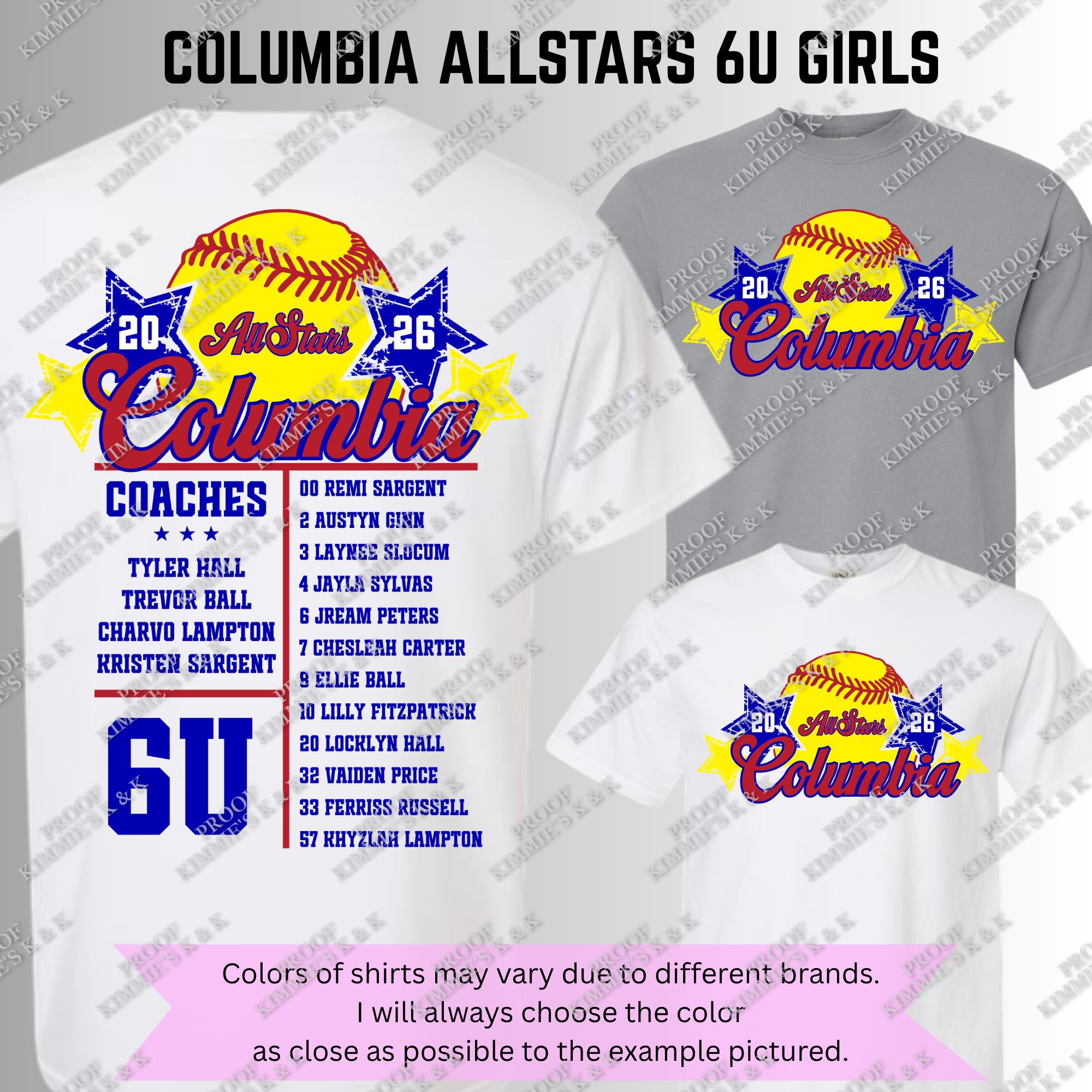 Columbia All-Stars 6U Girls Fan Wear
