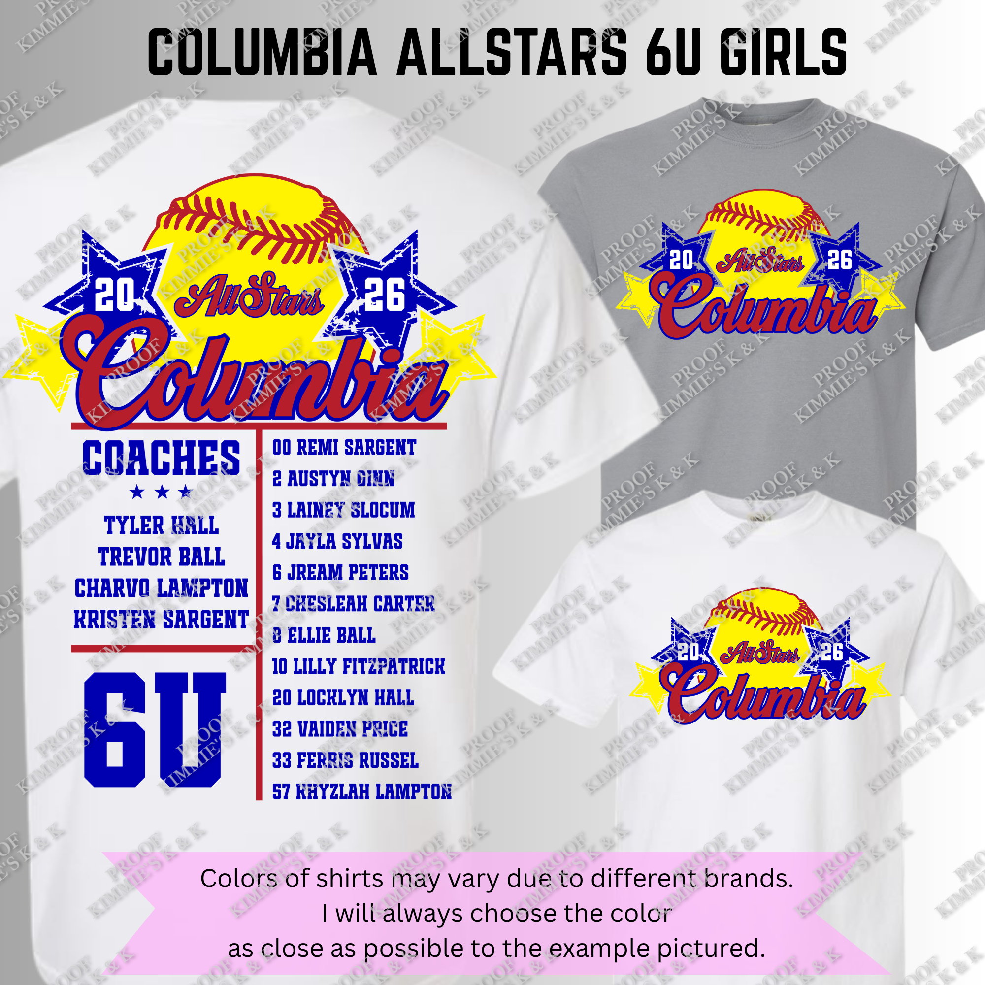 Columbia All-Stars 6U Girls Fan Wear