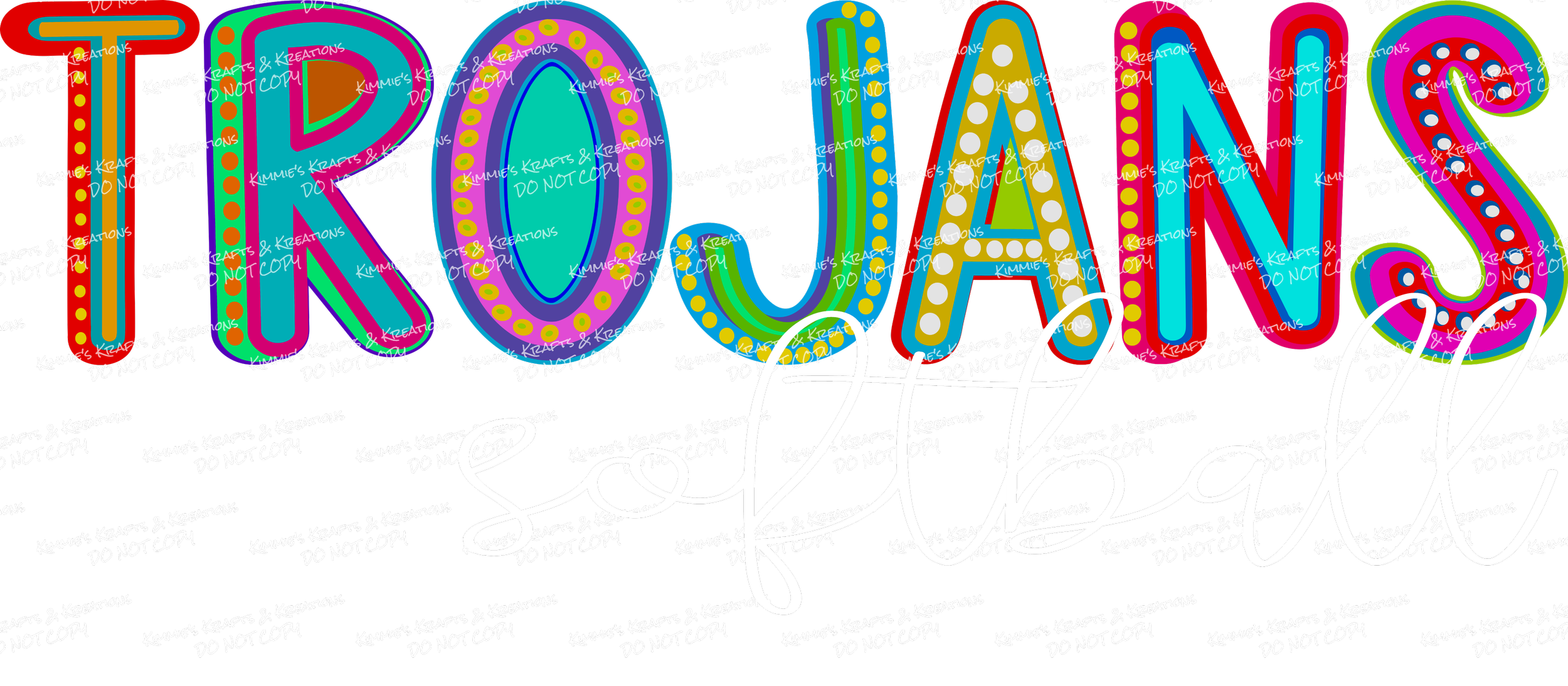 Trojans Softball Marquee Font White