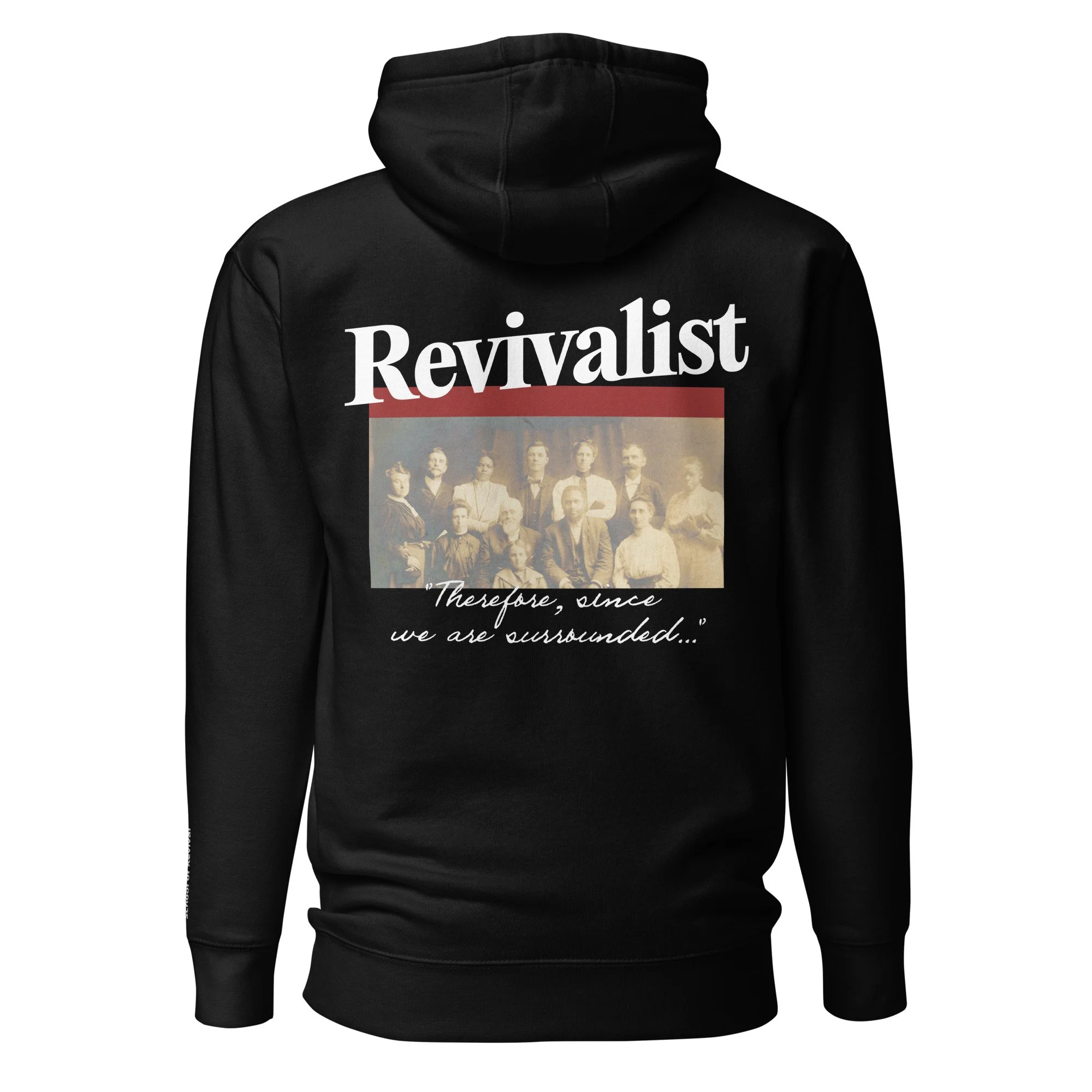 "Therefore since we are surrounded" embroidered hoodie