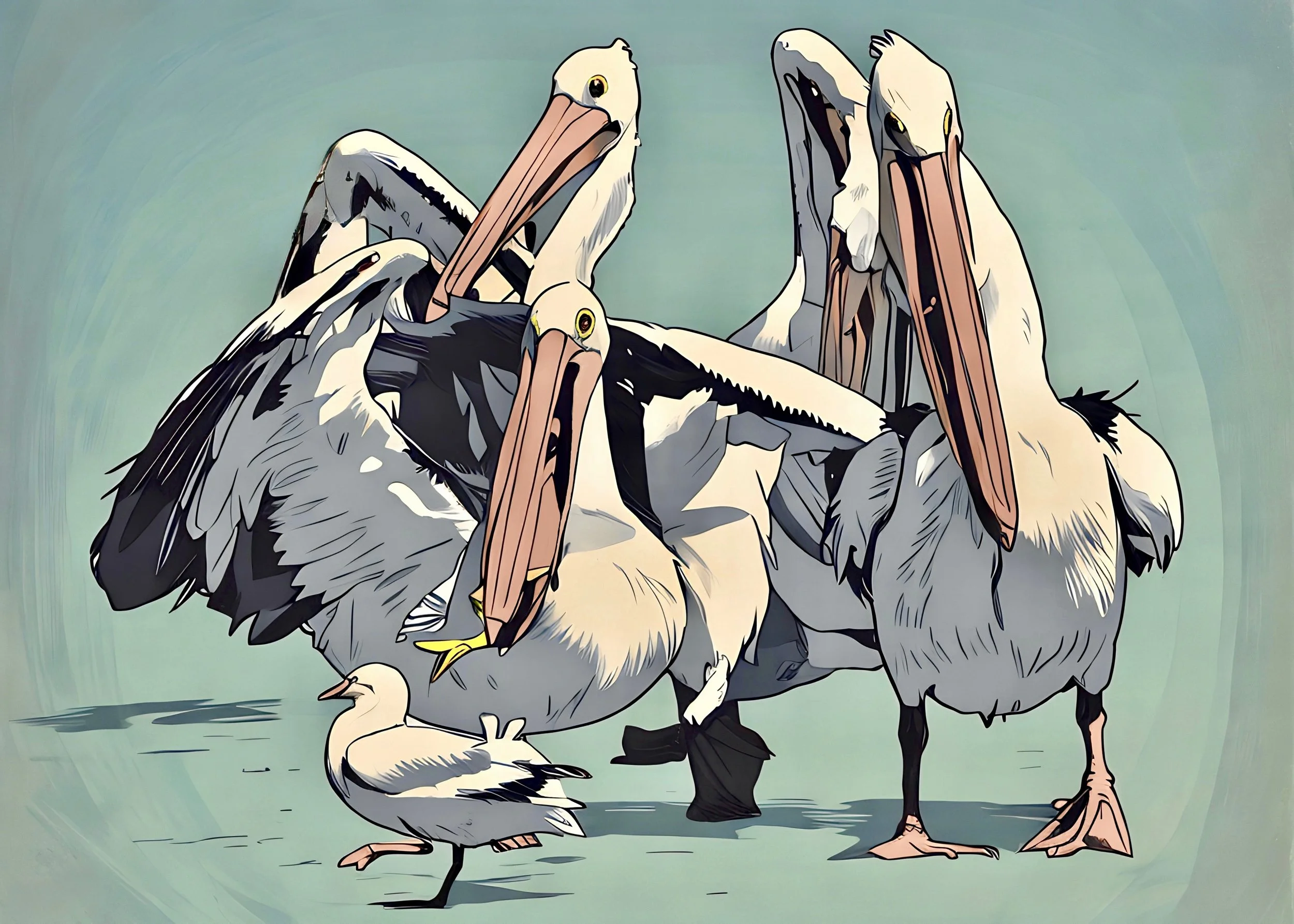 Lunch Rush, with Australian Pelicans