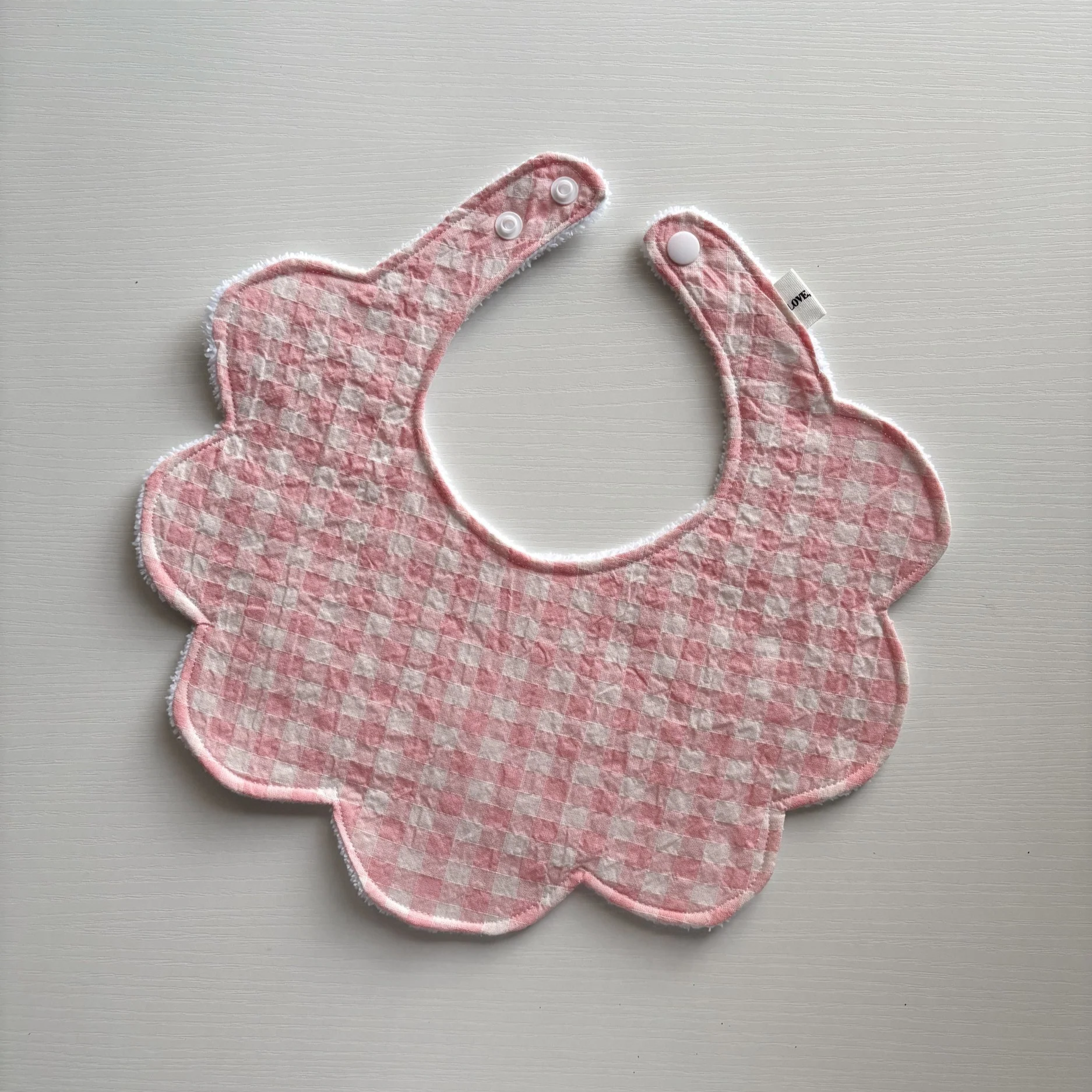 Pink Gingham Bib