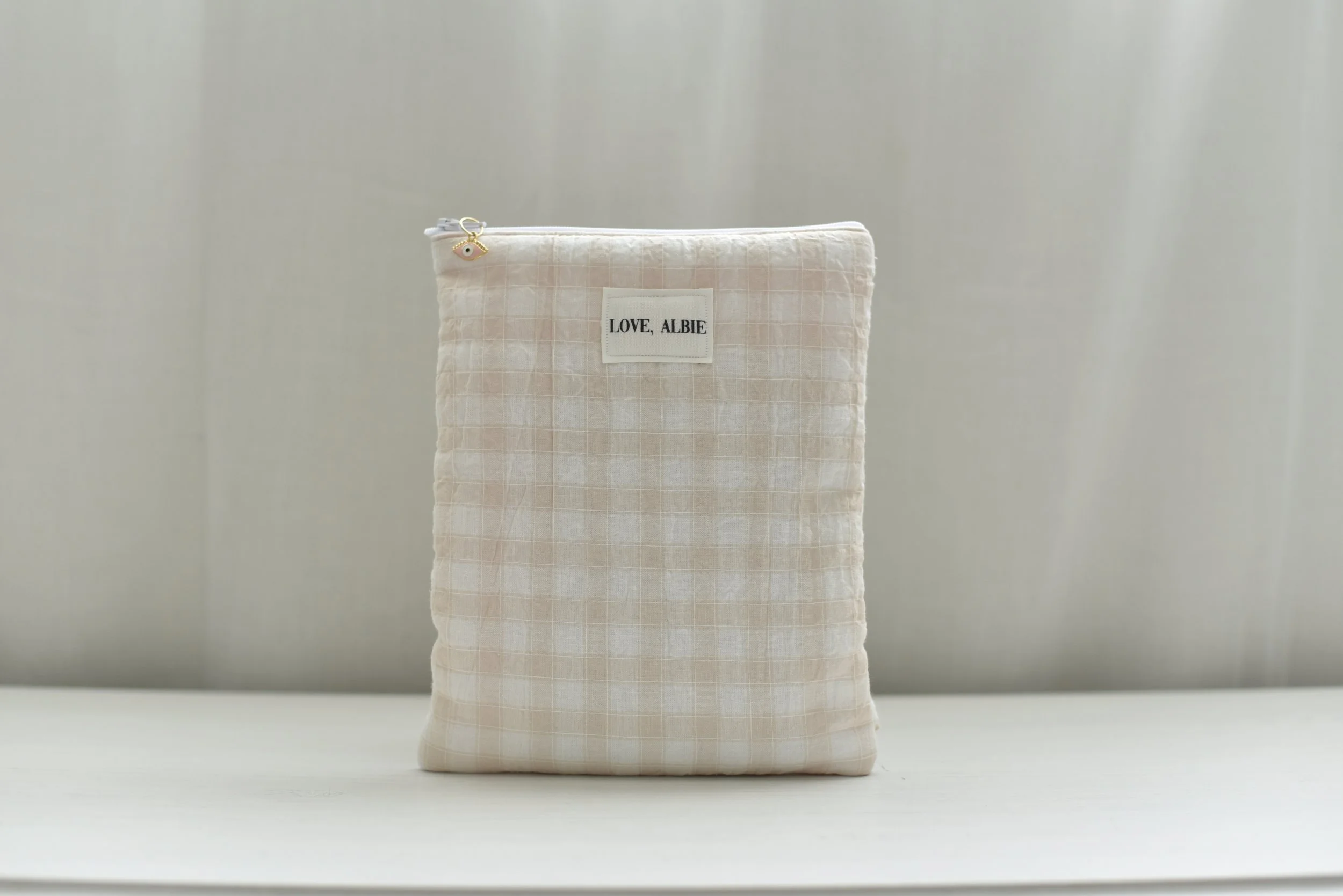 Beige Gingham Kindle Sleeve
