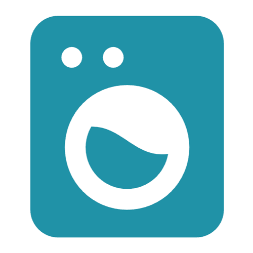 Icon of a washing machine with two circular buttons on top.