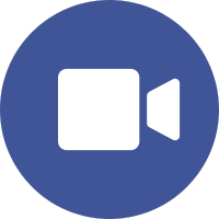 Video camera icon within a blue circle