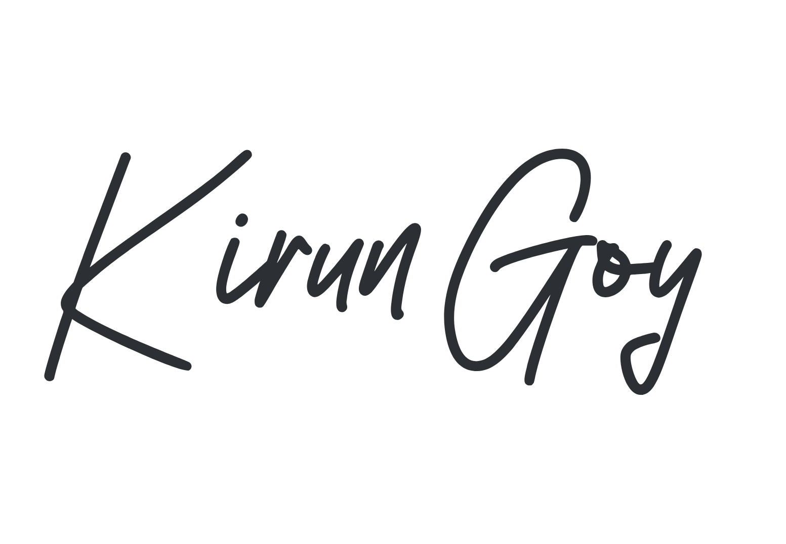 Text in black cursive font that says "Kiru Joy."