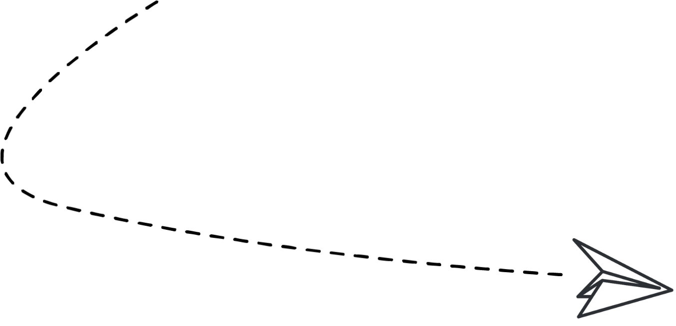 Line drawing of an airplane flying through the sky, leaving a trail behind.