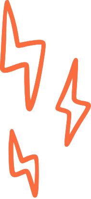 Three orange lightning bolts with jagged edges.
