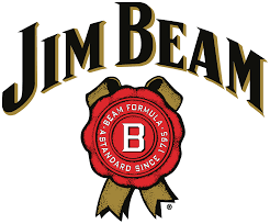 Jim Beam logo with a red ribbon and gold seal