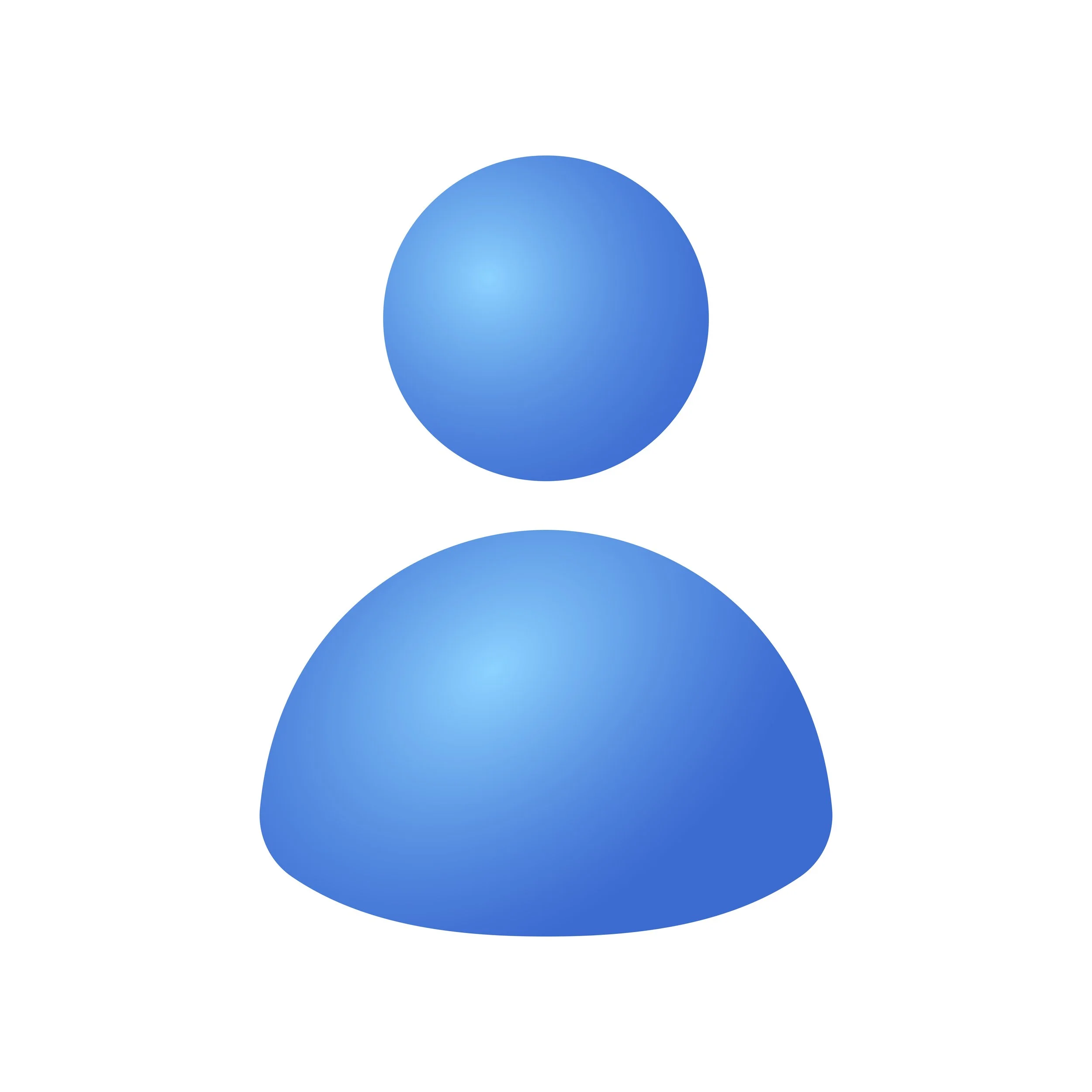 Digital illustration of a blue humanoid figure with a round head and no facial features, viewed from the front.
