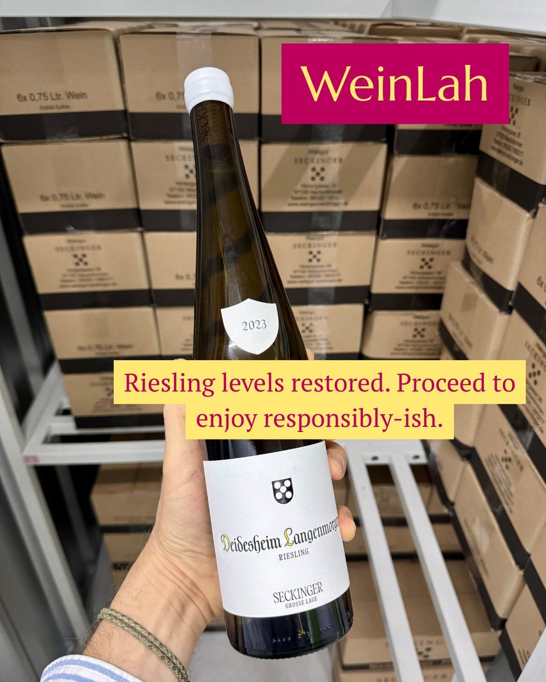 Singapore, your Riesling supply has officially been upgraded - don&rsquo;t say we never jio you!

#Riesling #GermanWine #GrosseLage #Seckinger #NaturalWineSG #FineWineSG #SingaporeFoodies #WineDiscovery #WeinLah #RieslingIsLife