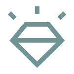 A stylized diamond icon with a geometric design