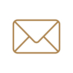 Outline of an envelope icon in brown on a black background.