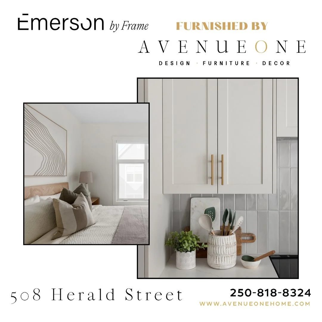 Framed in modern design, finished with Avenue One.

After the Frame by Emerson showroom was complete, we were invited to curate and furnish the space &mdash; creating a timeless, welcoming atmosphere for potential buyers to envision life within.

Fro