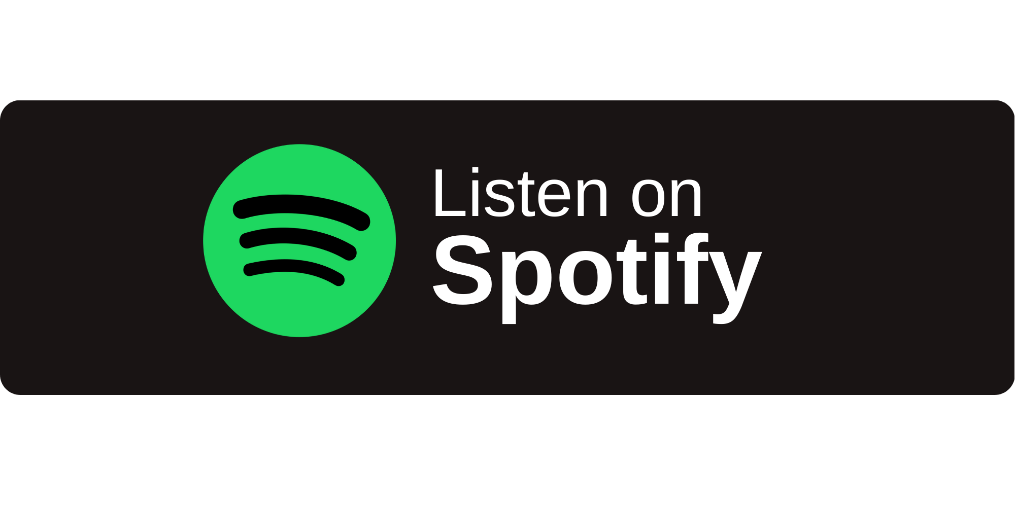 Spotify logo with the text 'Listen on Spotify' on a black background.