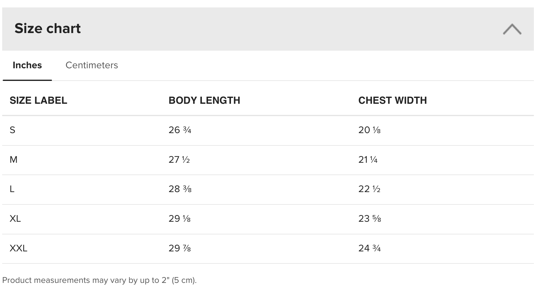 Sweatshirt Size Guide