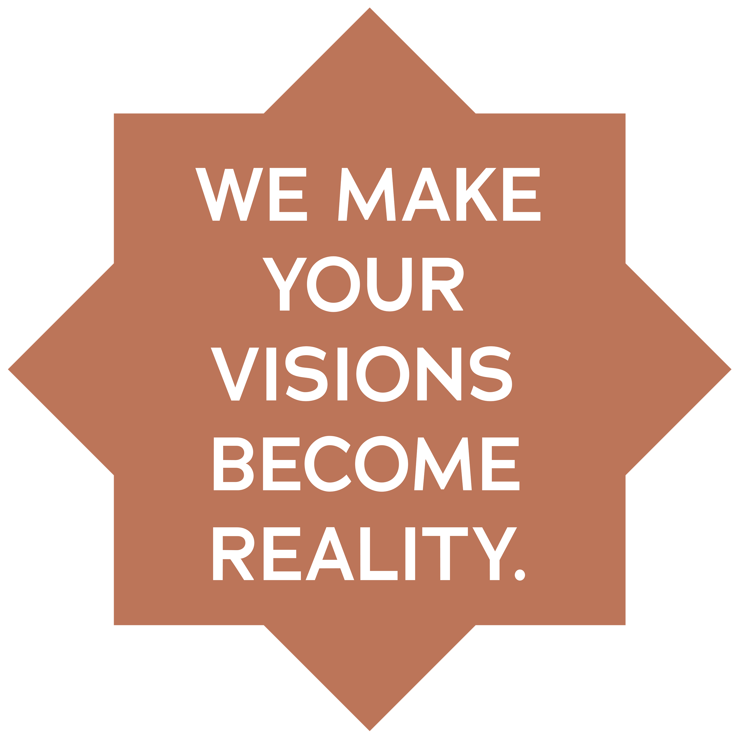Star shaped badge with the words We make your visions become reality