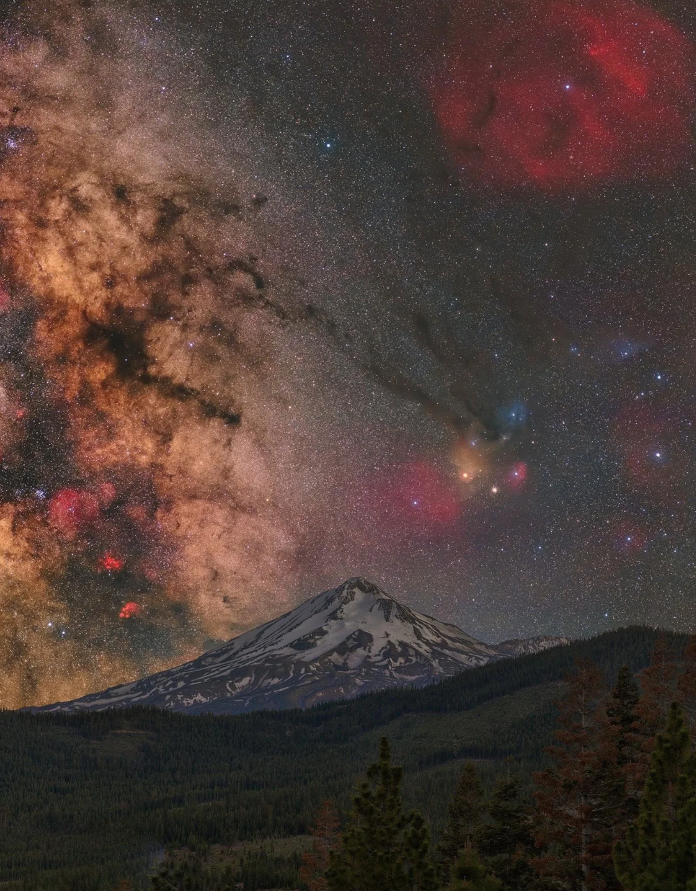 The Milky Way over Mount Shasta