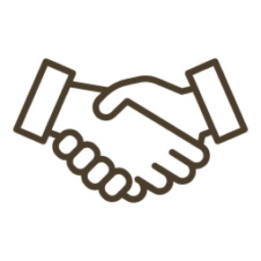 Simple line drawing of a handshake.