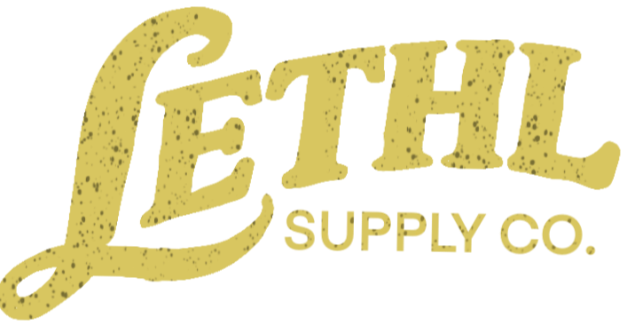 Logo of Lelthil Supply Co. with yellow textured text on a black background.