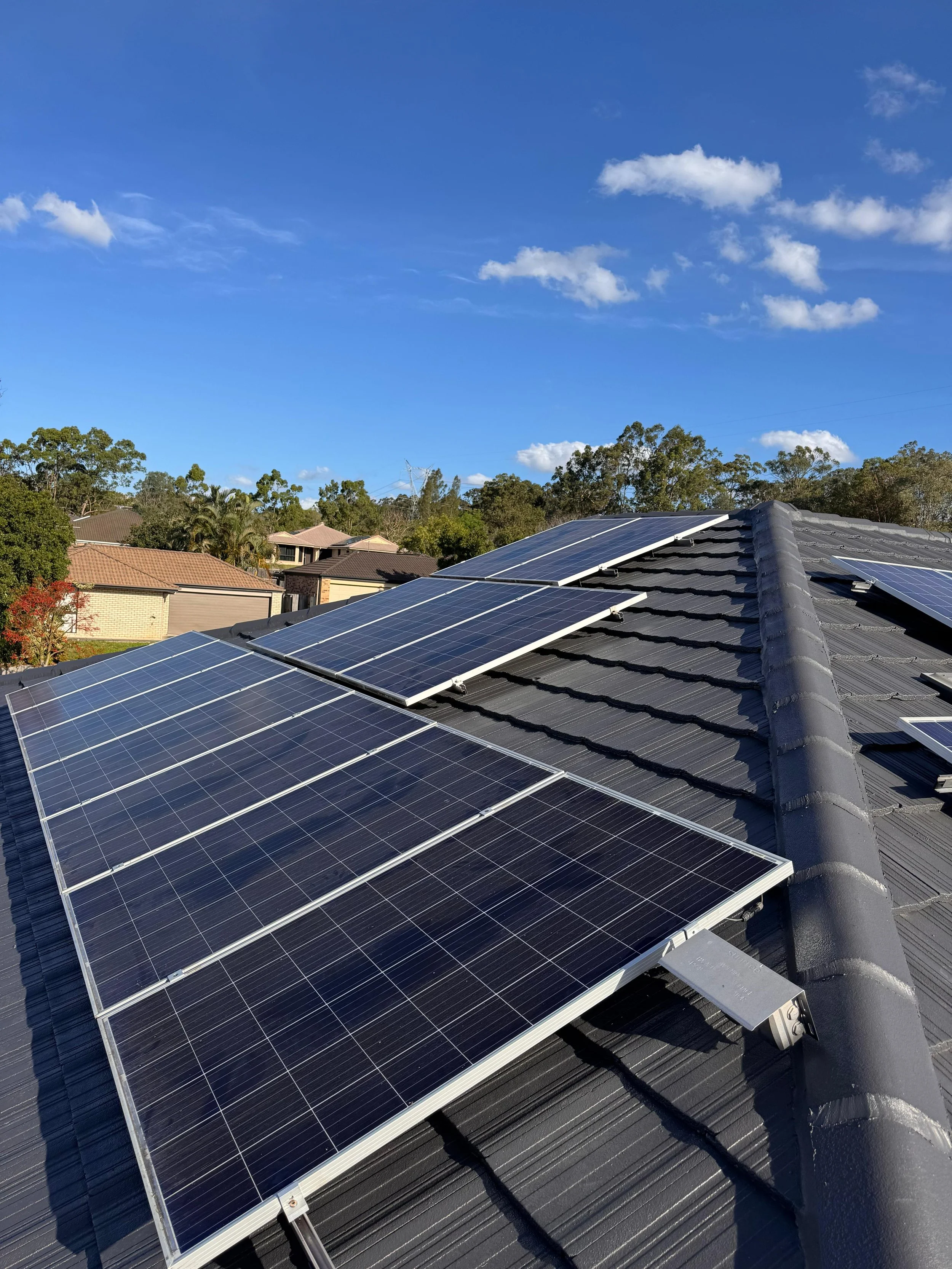 Residential rooftop solar panel installation by Sharp Electrical & Air in South-East Queensland.