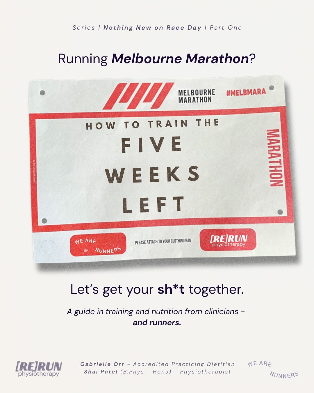 ‼️ Only 5 weeks left ‼️ 
Excited? Afraid? Just want to finish?

Don&rsquo;t worry. There&rsquo;s still time to get your sh*t together. That&rsquo;s why we teamed up for Nothing New on Race Day - to get you there healthy and with energy to burn

And t