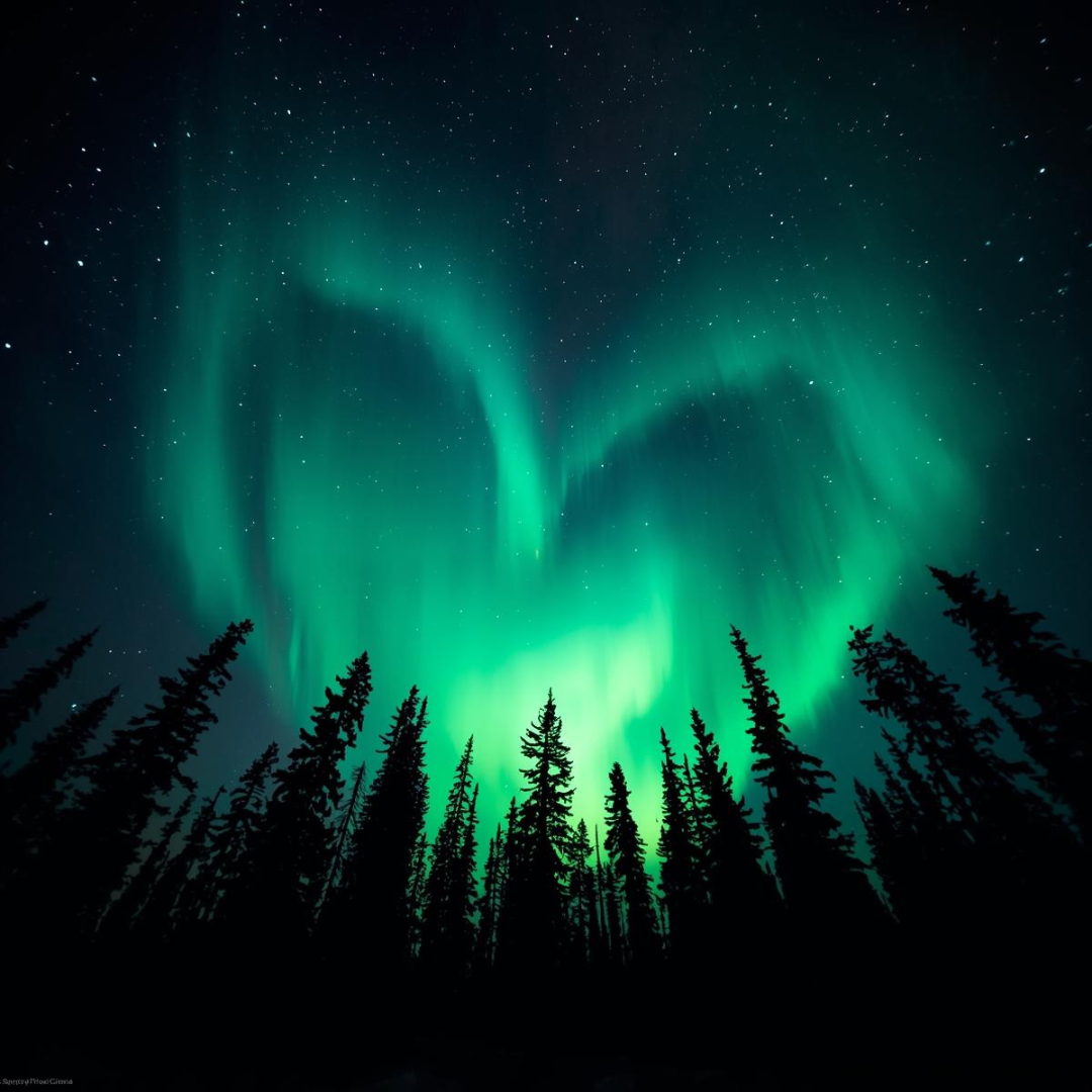 NORTHERN LIGHTS SHAPED AS A HEART