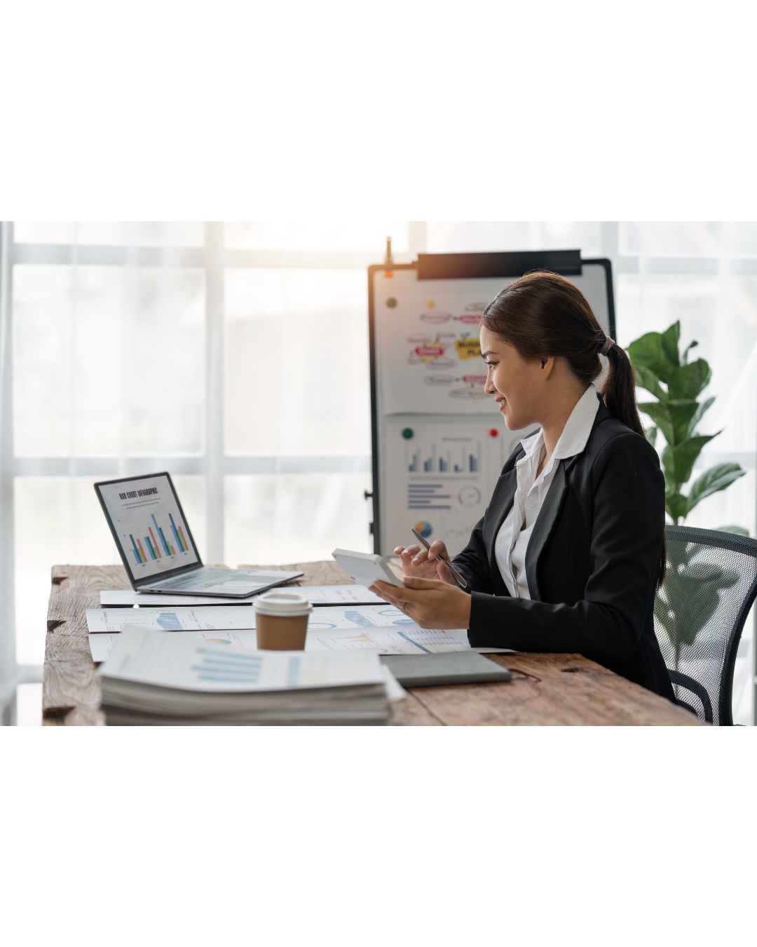 WOMAN CONDUCTING BOOKKEEPING SERVICES