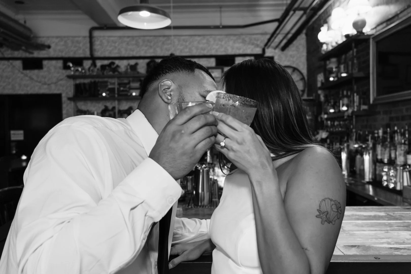 Cocktail Bar Engagement Photos at The Tack Room in Chicago