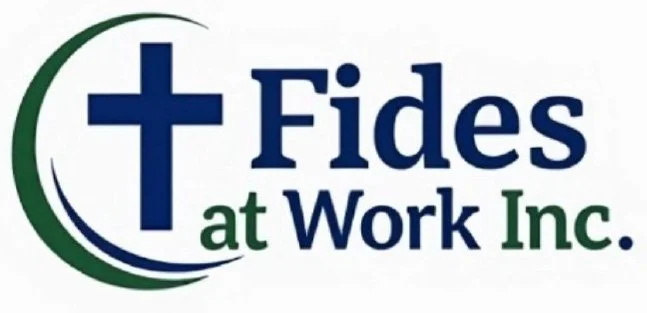 Logo with a cross and the text "Fides at Work Inc."