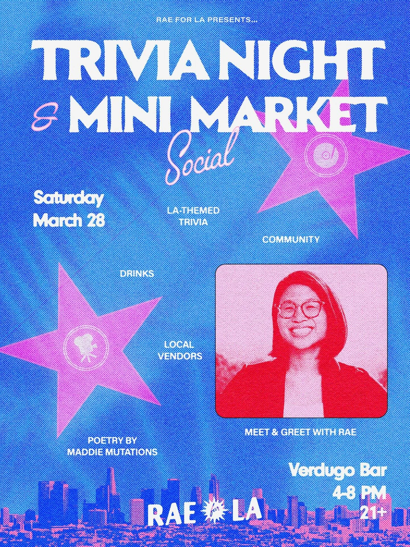 Pull up for a night of LA trivia, local vendors, poetry, and community 🌞💡✨

We&rsquo;re taking over @verdugobar on March 28 for an afternoon-to-evening hang; come through early to browse a mini market, and grab a free typewriter poem by @maddiemuta