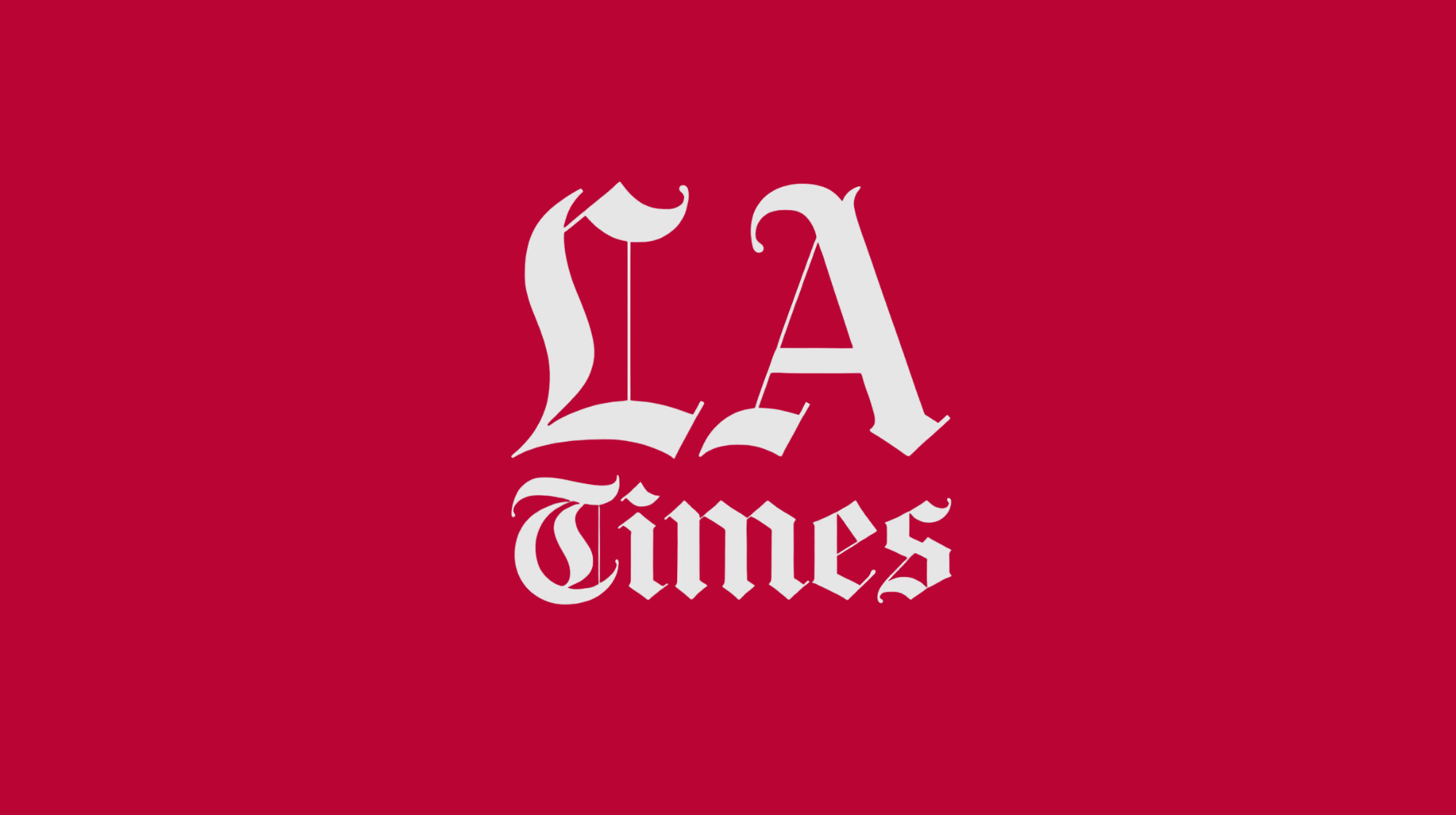 The logo of LA Times on a red background with stylized white text.