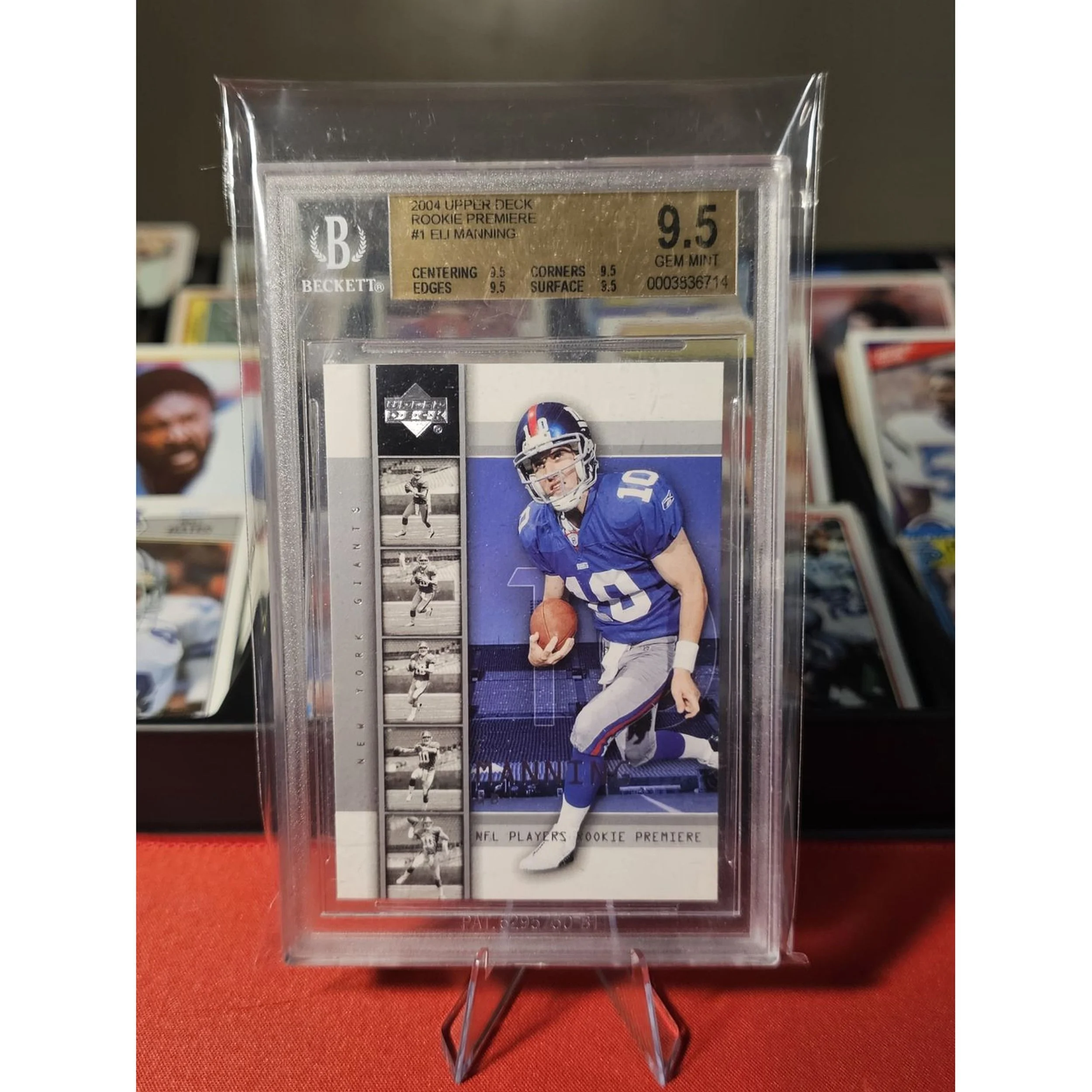 Beckett Gem Mint 9.5 2004 Upper Deck NFL Players Rookie Premiere #1 Eli Manning Rookie (RC) - New York Giants