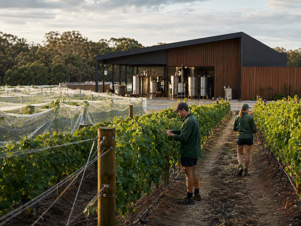 Western Australian vineyard and winery production environment
