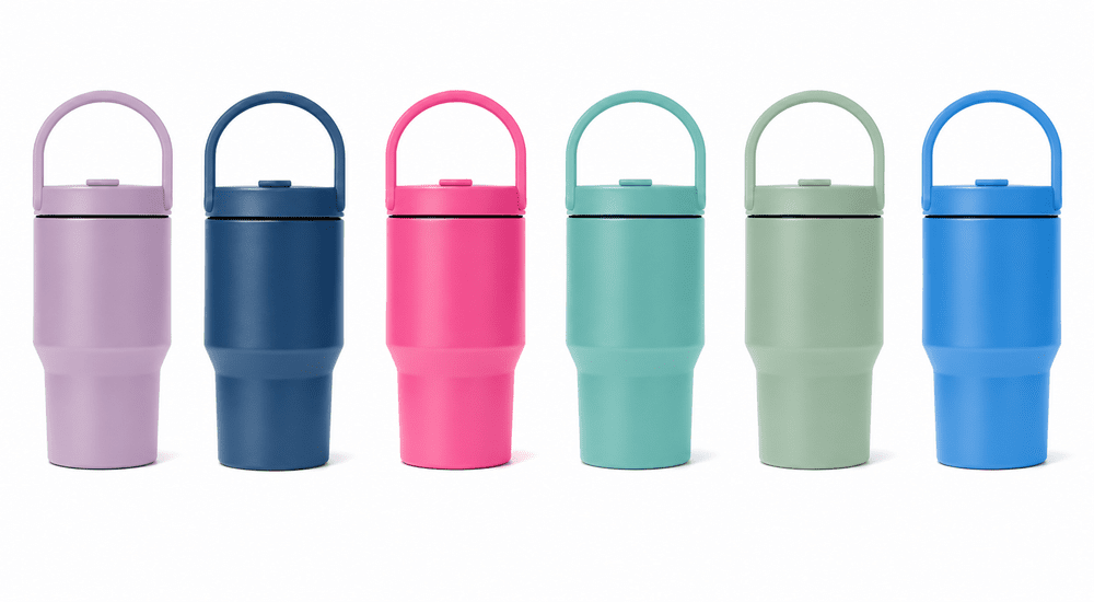 Custom travel mugs in different colours