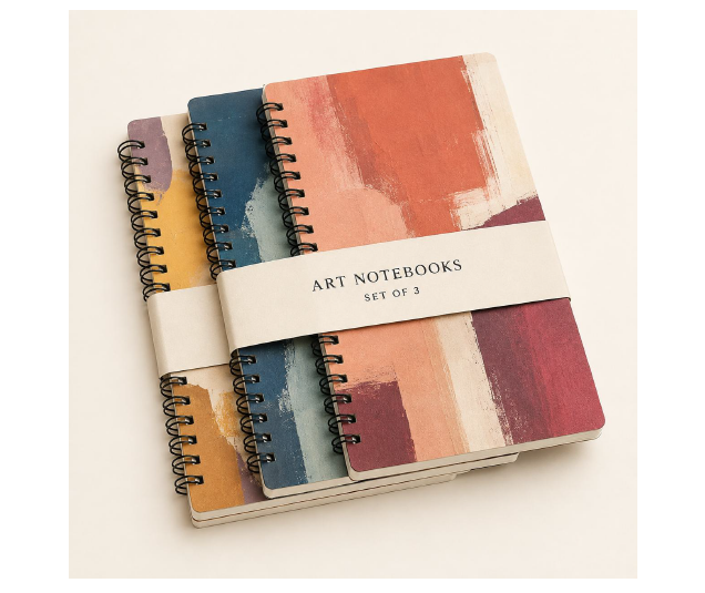 Custom artwork notebook set with branded belly band