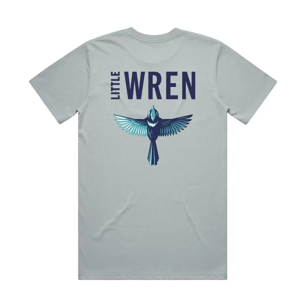 Custom printed light-colour T-shirt merchandise example