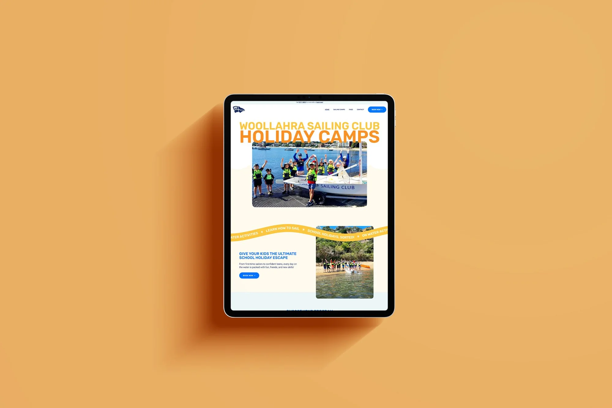 Woollahra Sailing Club Holiday Camps website mockup