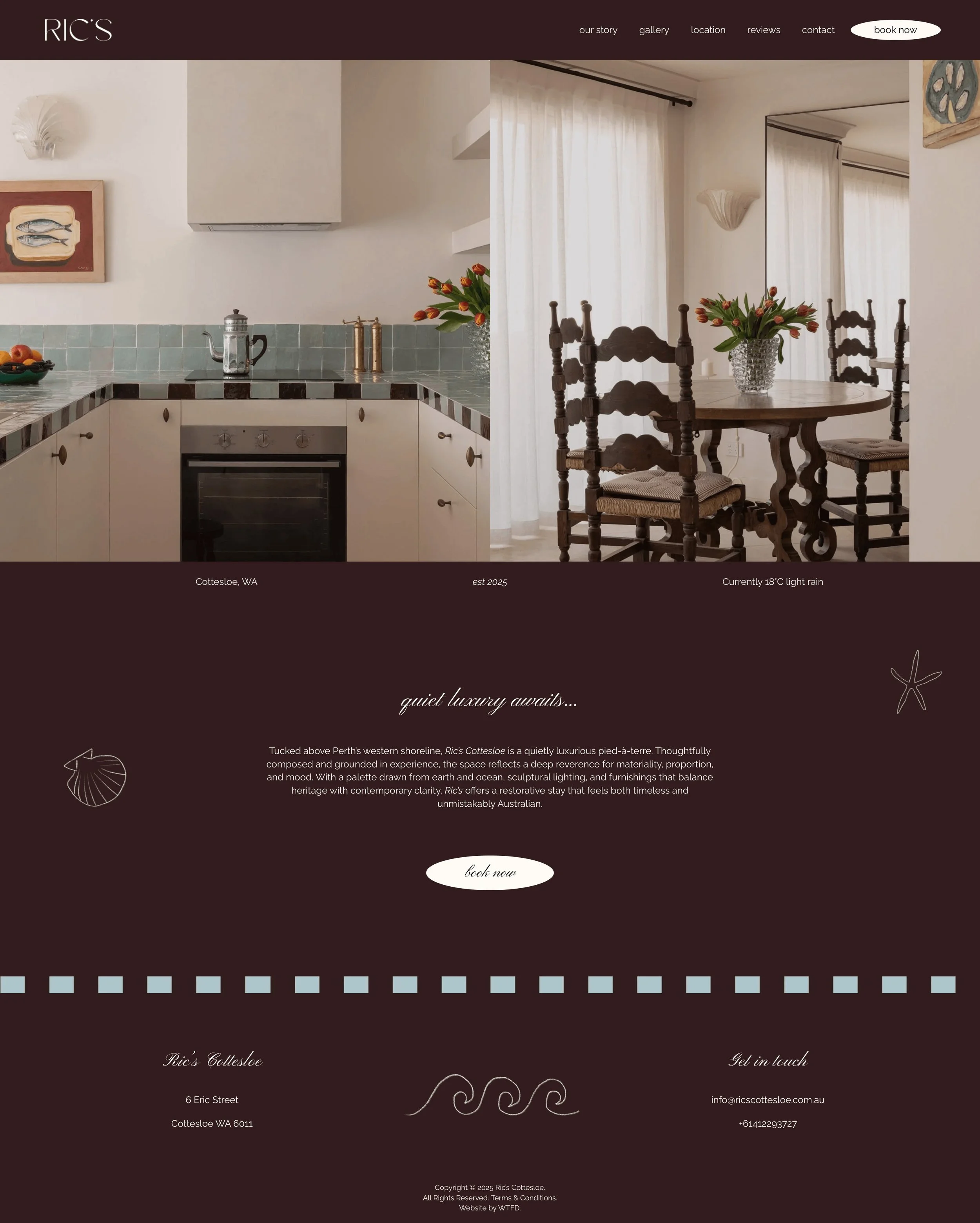 Squarespace website design for Ric's Cottesloe created by Will Travel for Disco
