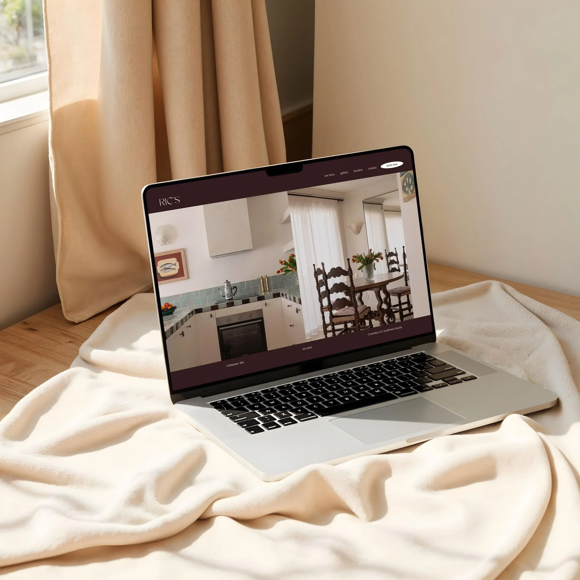 Squarespace Website for Ric's, a holiday home in Cottesloe by Will Travel for Disco