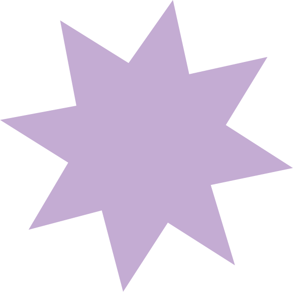 A purple star-shaped graphic