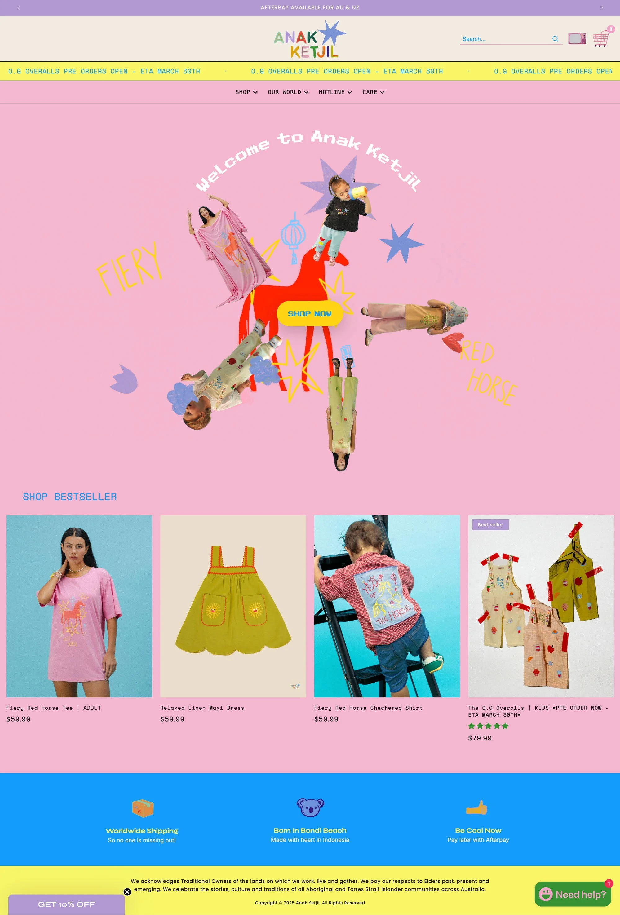 Anak Ketjil's website homepage created by Will Travel for Disco