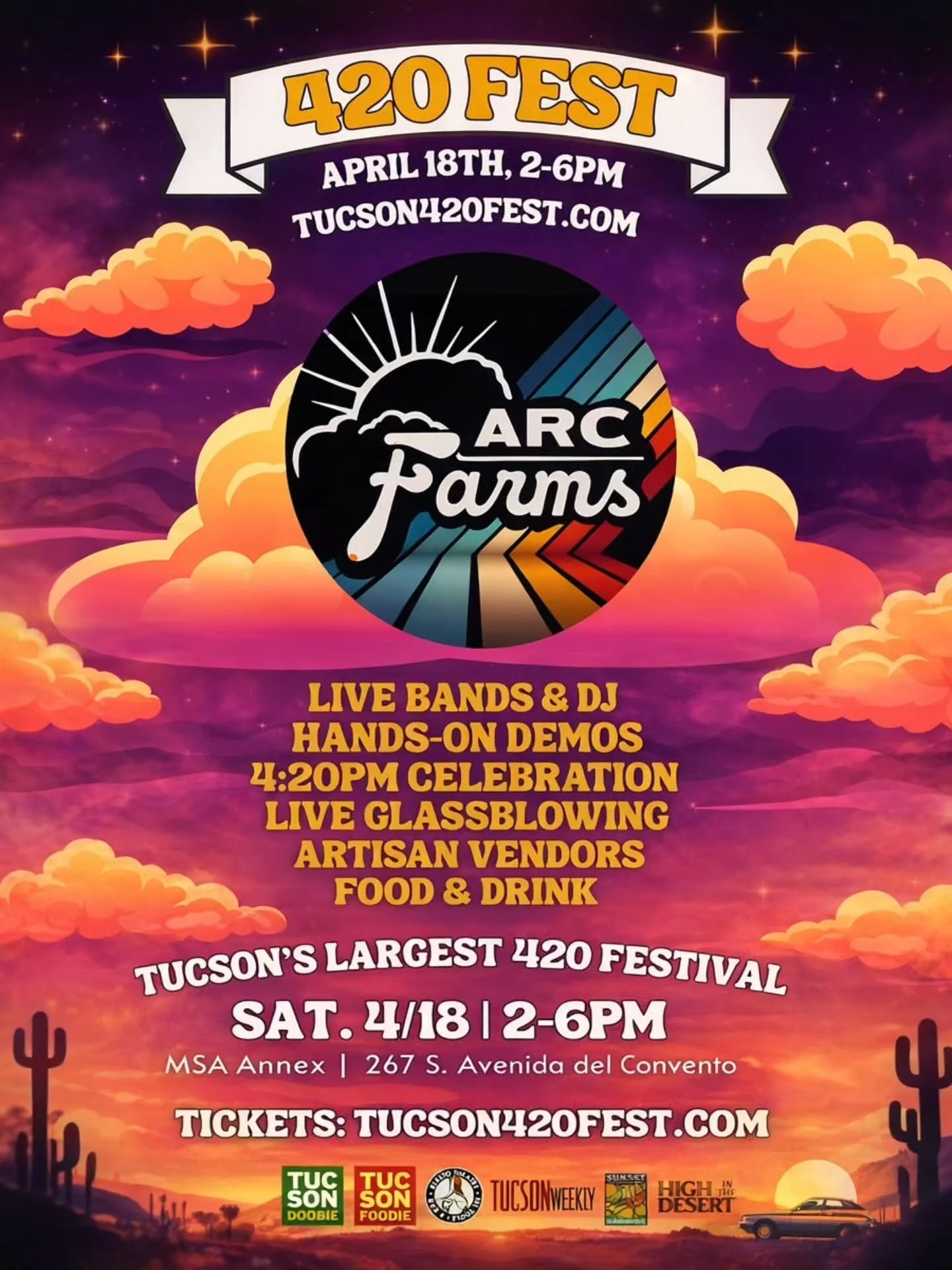 Tucson 🌵 come celebrate with us!
We&rsquo;re teaming up with @elevateddesertco for @tucson.doobie's 420 Fest &mdash; pulling up with good energy, samples, and something special at the booth.

🗓 Saturday 4/18
⏰ 2&ndash;6 PM
📍 MSA Annex - 267 S. Ave
