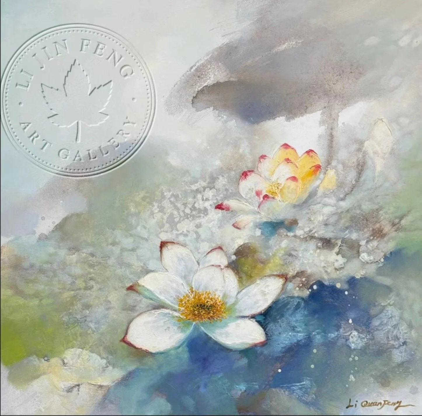 Morning lotus reflected in mist