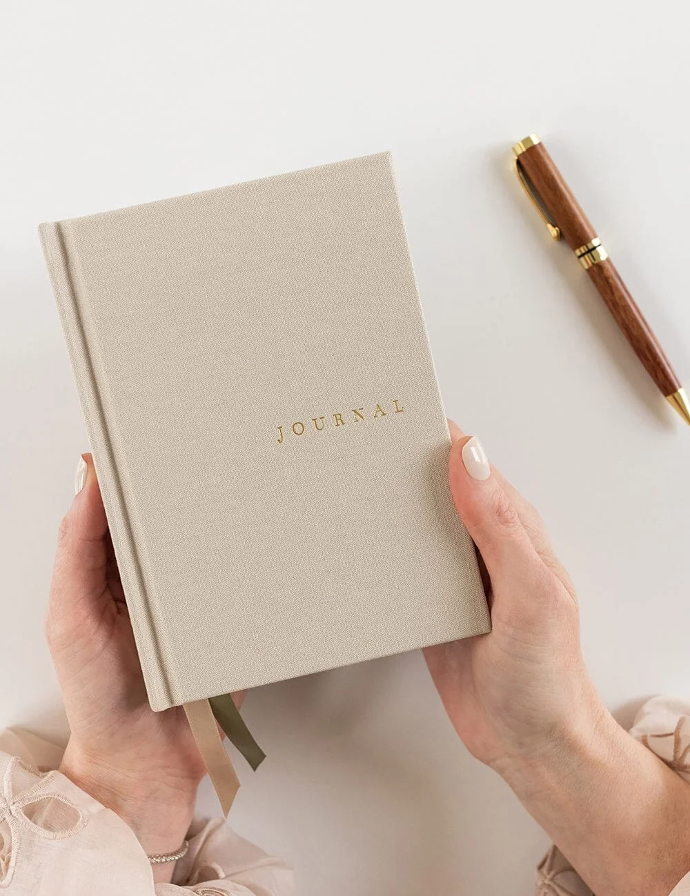 Linen Bound Pocket Journal - Sand3.webp