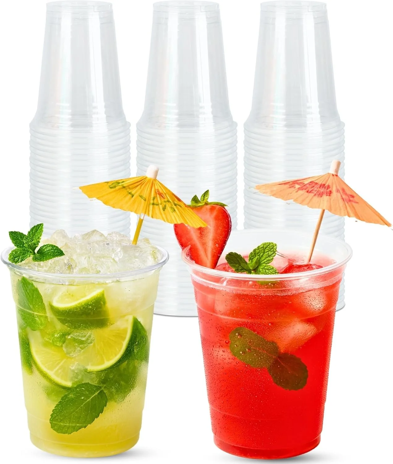 16 oz Clear Plastic Cups 100 Pack