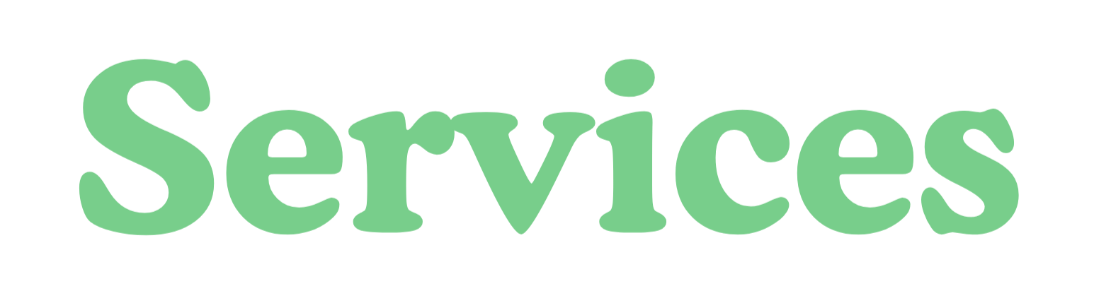 Green word 'Services' written in playful font.