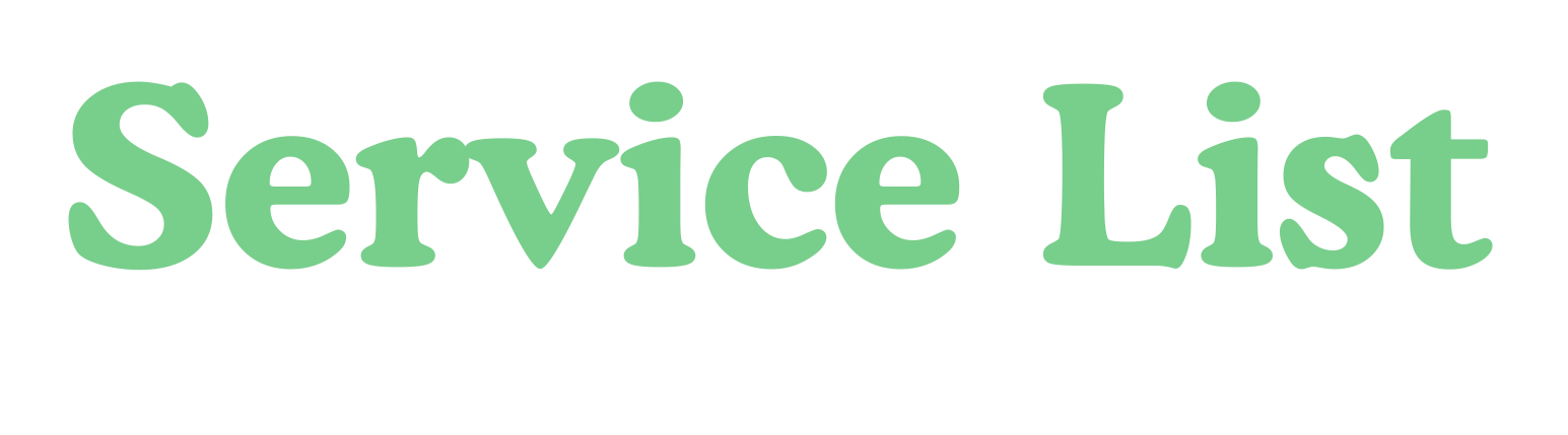 Text reading "Service List" in large green font.